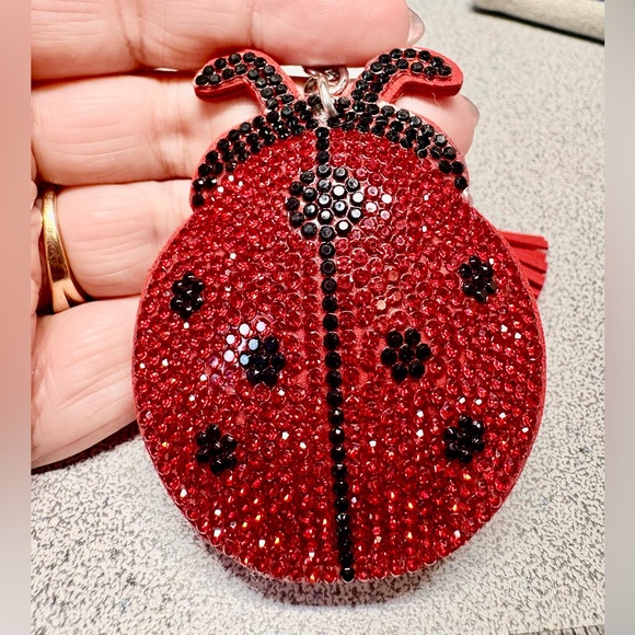 Red Ladybug Keychain with Rhinestones - Picture 5 of 5